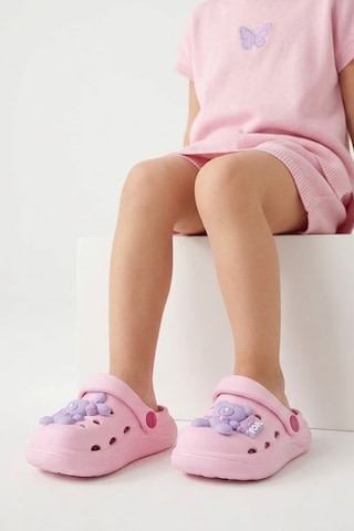 Elit Mys303 Patik Kız Çocuk Emojili Sabo Terlik Pembe