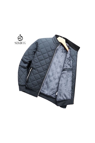 Dik Yakalı, Polar Astarlı, Kalın, Hafif Ve Sıcak Erkek Ceketi Gri