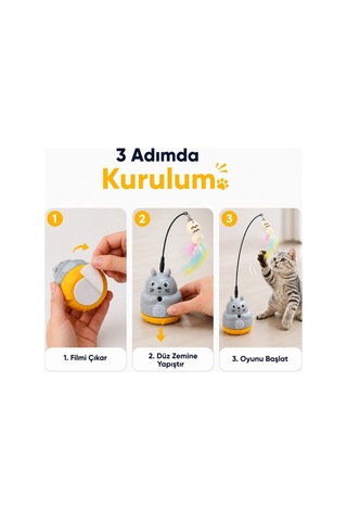 River World Evcil Hayvanlar İçin Peluş Dönen Kedi Şekilli Balıklı Olta