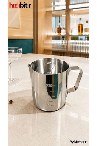 Bymyhand Premium Paslanmaz Çelik Ölçü Kabı Karıştırma Kabı Sütlük Süt Potu Barista Ölçü Kabı 350 Ml Çok Renkli