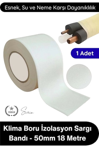 Klimabandı Klima Boru İzolasyon Sargı Bandı 50mm 18 Metre Pvc Uv Dayanıklı Su Geçirmez Dekoratif Sa