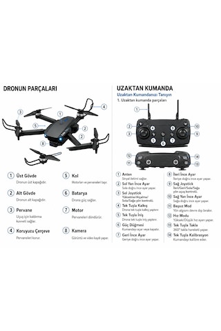 E88pro-e99pro 2.4ghz Katlanbilir Drone 720p Sabit Kalabilme Telefon Tutuculu Kumanda Tek Tuş İniş Kalkış