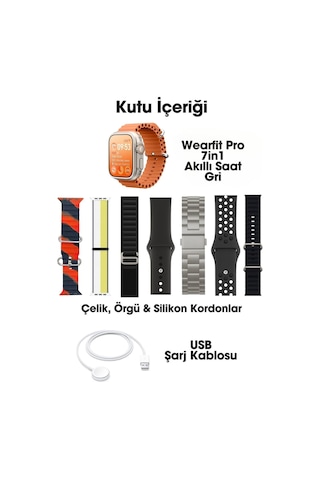 Wearfitpro Wearfit 7in1 Akıllı Kol Saati Smart Watch 7 Kordonlu Model:inç 49mm Tft Ekran Gri