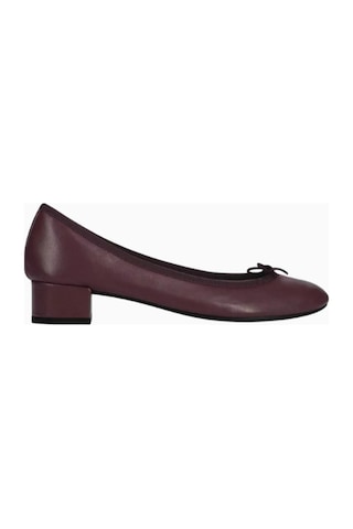 Repetto Camille 30 Ballerina Pumps, Burgonya Nappa Deri, Fiyonk Detaylı, 30mm Topuk, Fransız Zarafeti Bordo