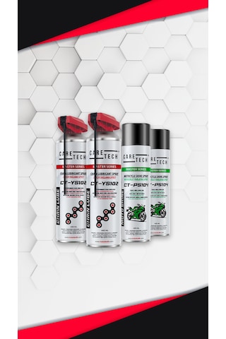 CT-SET4-B  Motosiklet Parlatma ve Zincir Yağlama Spreyi 4'lü Bakım Seti Sprey