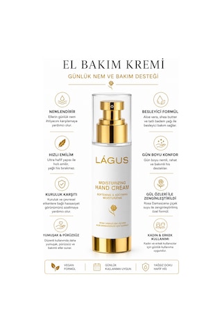 Lágus Besleyici Hızlı Emilim Ultra Hafif Yağsız Doku El Bakım Kremi