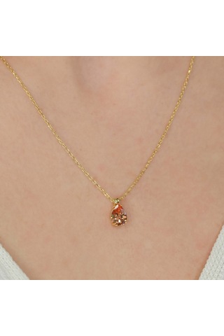 Sitrin Taşlı Gümüş Kolye Gm14