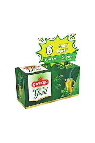 Herdem Yeşil Çay Süzen Poşet Melisalı 1,6gr 25 Adet Altılı Paket