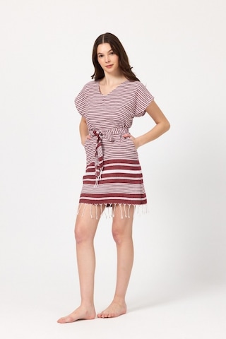Mulberry Katya Plaj Elbisesi Tunik Pareo %100 Pamuk Bordo