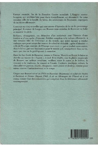 Mémoires D'un Antisémite - By Gregor Von Rezzori 1.baskı