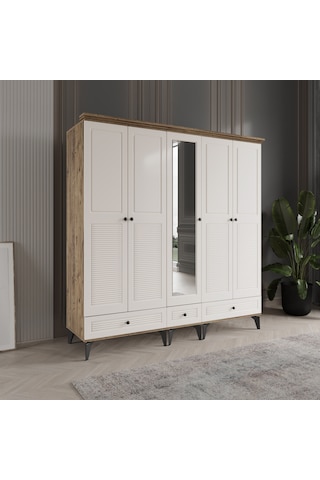 Beenal Nisa 5 Kapaklı Gardırop Dolap 200cm Atlantik Çam - Aytaşı