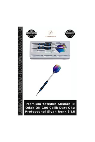 Premium Yetişkin Alışkanlık Ok-100 Çelik Dart Oku Profesyonel Siyah Renk 3'lü