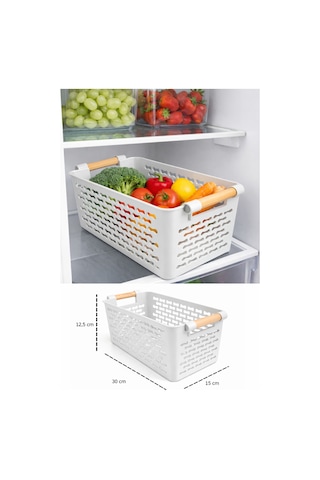 İndecor Houseware 2 Adet Çok Amaçlı Plastik Tutacaklı Organizer Sepet Dolap İçi Çekmece Düzenleyici - Beyaz