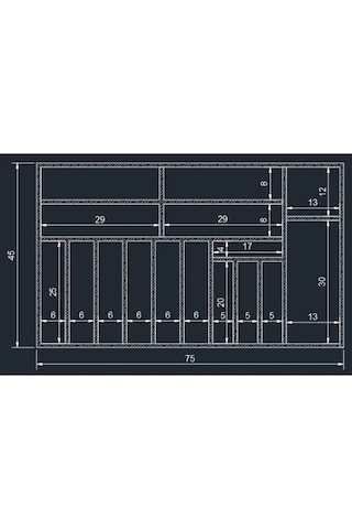 75x45 Cm Ayfiwood Ahşap Kaşıklık Çekmece İçi Yemek Takımı Ve Servis Gereçleri Düzenleyici Organizer