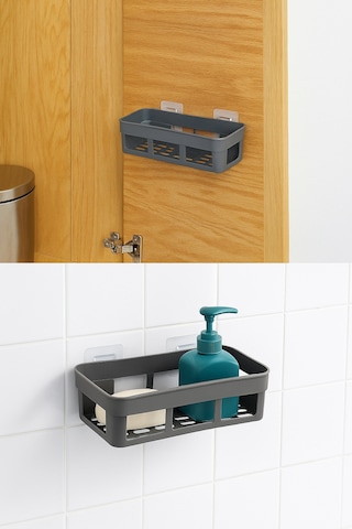 İkili Yapışkan Mutfak Banyo Organizeri Seti, Antrasit Antrasit - Gri