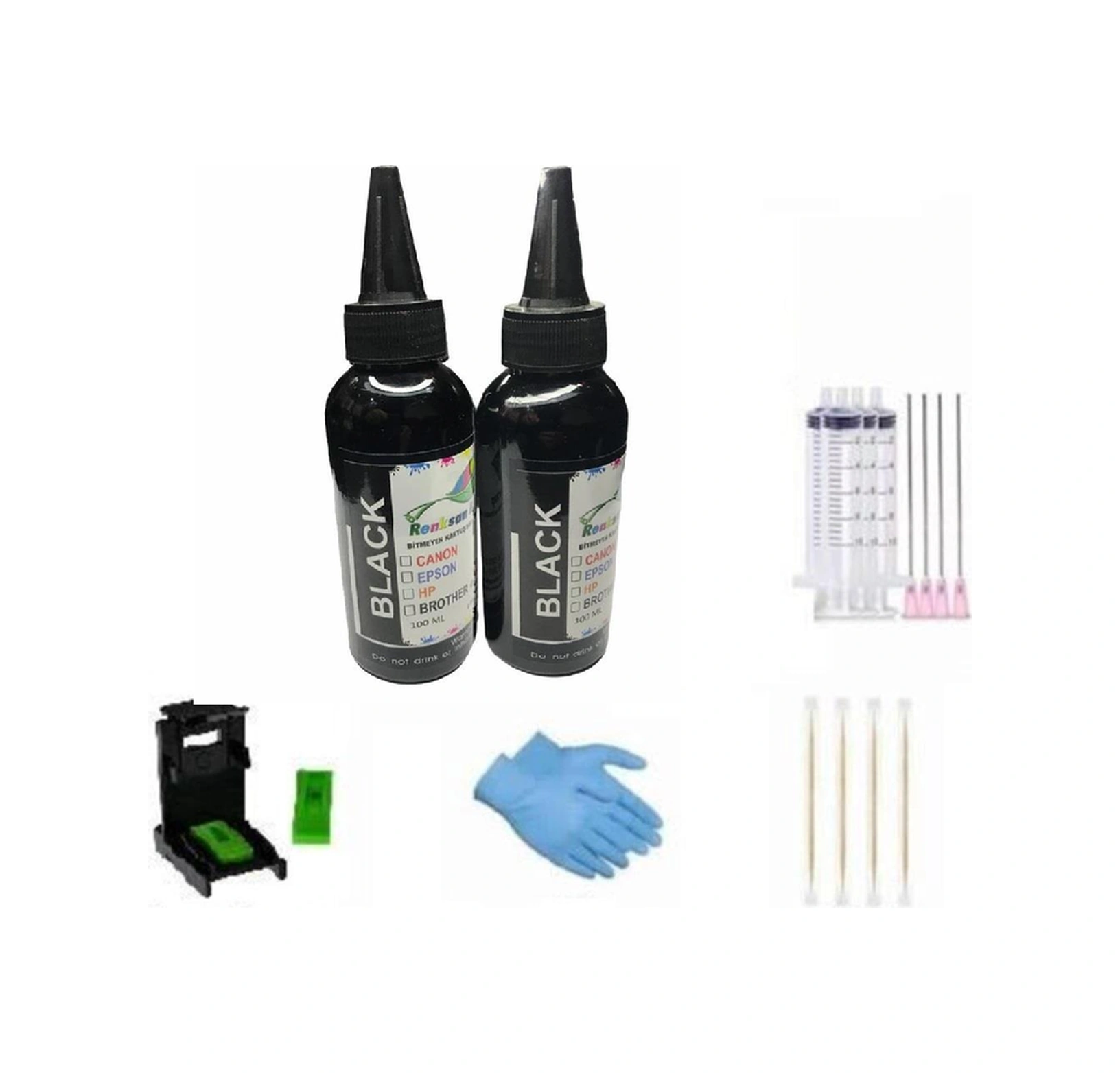Canon E404 Uyumlu Kartuş Dolum Mürekkep 2'li Siyah Paket Renksan