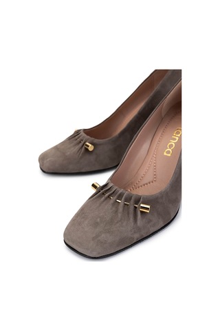 Tamer Tanca Kadın Hakiki Deri Vizon Süet Topuklu Ayakkabı 1129 101 Bn Ayk Sk25-26 Vızon Suet Vizon