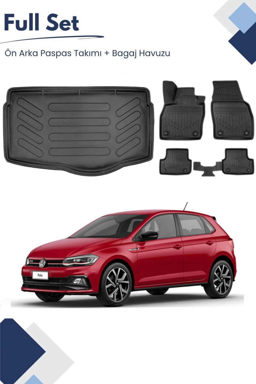 Volkswagen Polo 2018 Model Tam Uyumlu Paspas+alt Bagaj Havuzu Seti