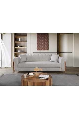 Kitkat Ahşap Yataklı Sandıklı Kanepe Krem