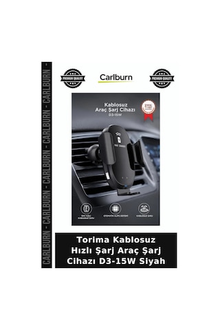 Premium Torima Kablosuz Hızlı Şarj Araç Şarj Cihazı D3-15w Siyah Pratik Taşıt Kullanışlı