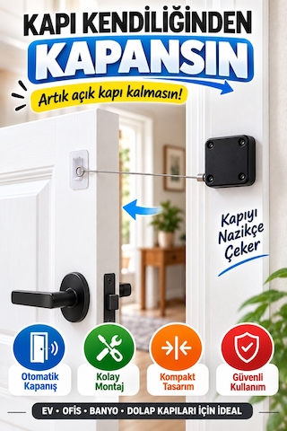 Otomatik Kapı Kapatıcı Sıva Üstü Montaj Çelik Telli Kapı Kapanma Aparatı Ev Ofis İçin Pratik Ev Tipi