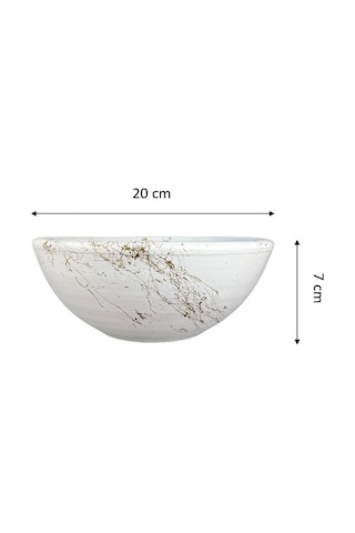 Bitki Tasarımı Ev Dekorasyon Beyaz Üzeri Gold Mermer Efektli Aranjman Sunumluk Toprak Saksı 20 Cm Çap
