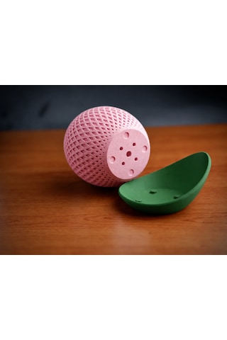 3d Baskı Küre Saksı - Kafes Dokulu İki Parçalı Dekoratif Saksı - Pembe-yeşil Belirtilmemis