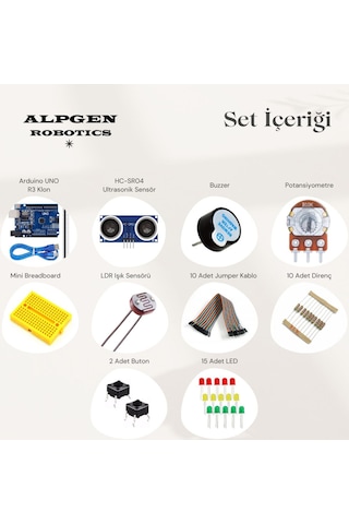 Arduino Uno R3 Robotik Kodlama Başlangıç Seti Proje Kitapçığı Kuşe Kağıt İle Birlikte 8+ Yaş