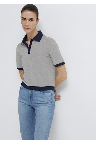 Mavi - Çizgili Lacivert Polo Tişört 1614310-86625