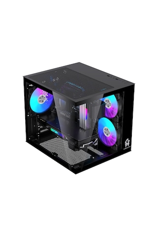 Gm-x1 Tuştan Değişmeli 3x Rgb Fanlı Gaming Mini Akvaryum M-atx Siyah Kasa