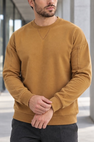 Polo State Erkek Bisiklet Yaka Oversize Dikiş Detaylı Basic Sweatshirt - Kahve Kahverengi