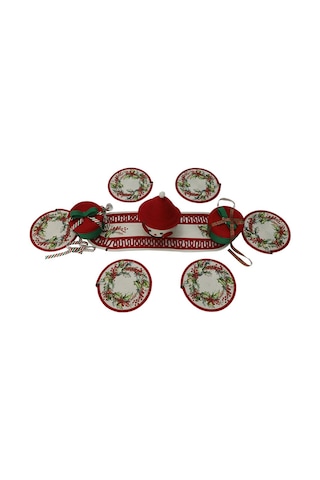 E38 El İşçiliği Yemek Seti Jüt Sepet,runner,supla Sunum Tabak Altlığı - 6167 Karışık