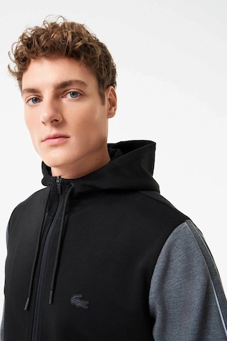Lacoste Mens Full Zip Slim Fit Hoodie Erkek Slim Fit Kapüşonlu Sweatshirt Siyah Siyah - Gri