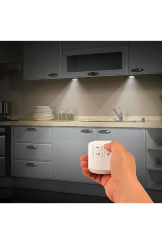 3'lü Kablosuz Uzaktan Kumandalı Yapışkanlı Led Işık Spot Lamba