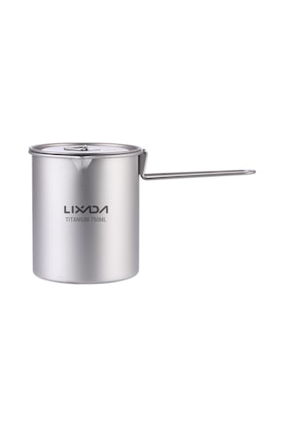 Lixada Kapaklı Ve Saplı Ti Su Bardağı Açık Kamp Çay Bardağı Gümüş