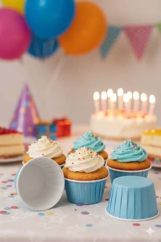 Karton Mavi Cupcake Kapsülü 50'li - Kek Ve Cupcake Sunum Kapsülü Diğer
