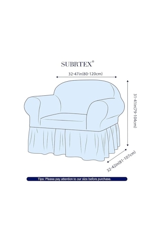 StarMall Bürümcük Etekli Koltuk Örtüsü, Berjer Kılıfı Lastikli Esnek Tek Kişilik 1 Adet Krem