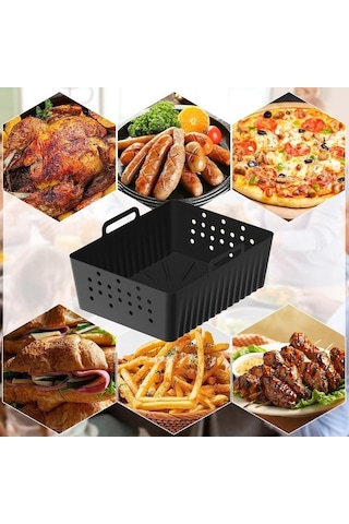 Ulzyvf Sl400uk/sl401 Siyah Silikon Kaplamalı 2'li Air Fryer Yedek Parça Siyah