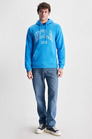 Ucla Jepsen Mavi Kapüşonlu Nakışlı Standard Fit Erkek Sweatshirt Mavi