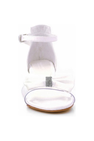 Jessie Sedef Saten Kurdeleli Kız Çocuk Topuklu Ayakkabı Ekru