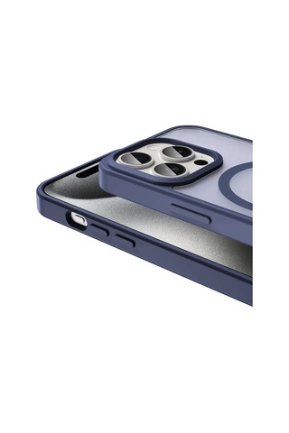 iPhone Uyumlu 15 Pro Max Kılıf Magsafe Şarj Özellikli Mat Arka Yüzey Sio Kapak-laci Lacivert Lacivert