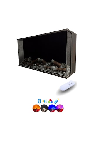 Arif Şömine Dekoratif Elektrikli Şömine - 100x35x25 Cm - Kumanda, Bluetooth Hoparlör Ve Odun Sesi