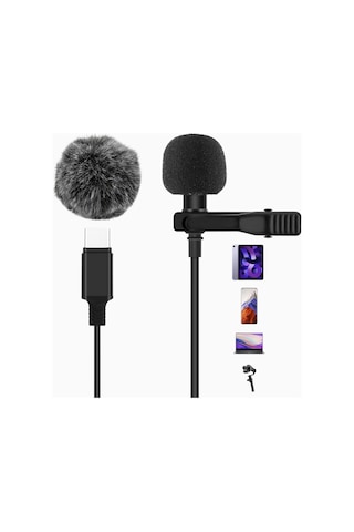 Agptek Type-c Lavalier Yaka Mikrofonu 2 M Omnidirectional Siyah