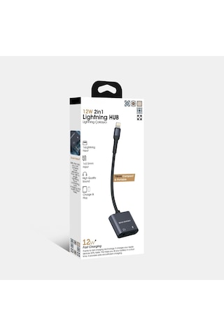 2 İn 1 Lightning Hub Çoklayıcı Kablo Şarj Ve Kulaklık Girişli Lightning Aux Dönüştürücü Çevirici