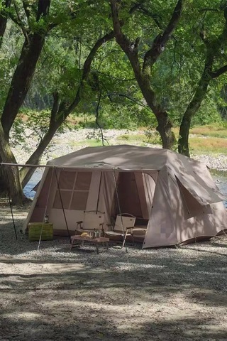 10 Kişilik Tenteli Dayanıklı Pencereli Aile Kamp Çadırı 290x400x190 Haki