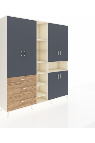 Hyperion Dolap 13 Raflı 3 Çekmeceli 6 Kapaklı 220x44x243 Aytaşı-antrasit/çam Antrasıt/atlas Çam