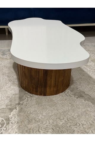 Asimetrik Bulut Model 120x60 Cm Kalın Kenarlı Orta Sehpa Kahverengi Orta Sehpa Kahverengi