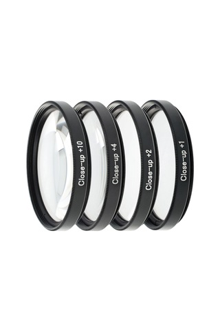 40.5mm Close-up Filtre Seti 4'lü +1, +2, +4, +10 Optik Cam, Metal Çerçeve, Taşıma Çantalı Makro & Yakı