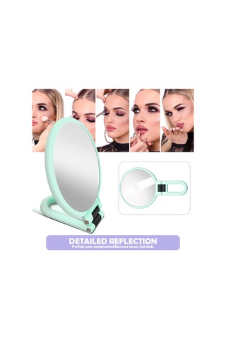 Qingmipy 10x/15x Büyütmeli Çift Taraflı Taşınabilir Aynalı Makyaj Aynası - Katlanır Askılı Pembe Pembe