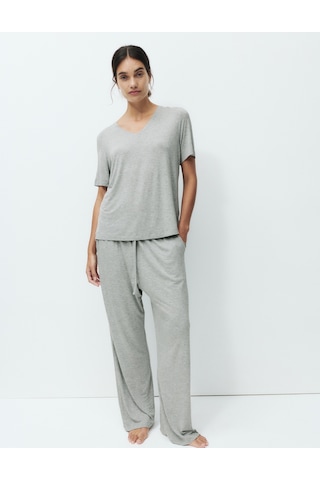 Marks & Spencer Dantel Detaylı Pijama Takımı T37002279j Gri